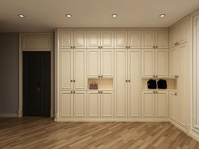 Modern Shoe Cabinet Interior Design With Multiple Storage Cabinets And Drawers 3d model