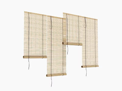 Natural Bamboo Blinds With Adjustable Slats Light Filtering For Modern Home Interior 3d model