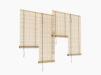 New Chinese-style Roller Shutter Telescopic Lifting Bamboo Curtain 3d model