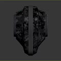 Black Camouflage Tech Device With Blue Illuminated Circular And Red Accent