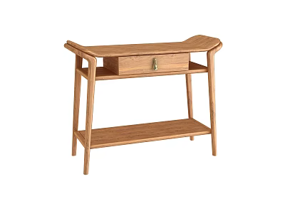 Wooden Entryway Console Side Cabinet With Drawer Lower Shelf Curved Top Design 3d model