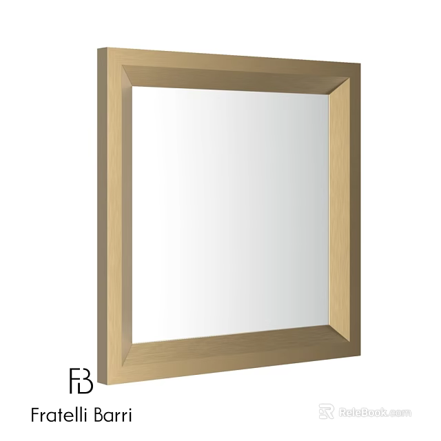 Modern Square Mirror with Wooden Frame Simple Design for Home Decor 3d model 