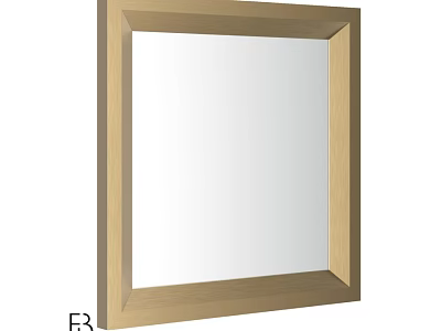 Modern Square Mirror with Wooden Frame Simple Design for Home Decor 3d model