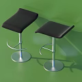 Modern Black Bar Stools With Leather Seats And Metal Round Bases