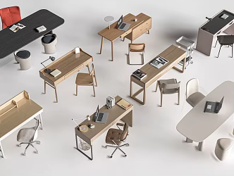 Desk Writing Desk and Chair Combination Office Desk and Chair Computer Desk 3d model