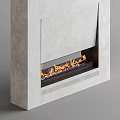 Modern Light Gray Concrete Fireplace With Sleek Design And Burning Flames