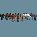 Low Poly Style Group Of Various Colored Horses In Different Sizes