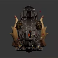 Futuristic Military Vehicle With Circular Mechanical Structure Red Seat And Flame Elements
