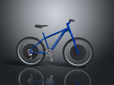 Blue Extreme Mountain Bike with Black Seat Large Wheels and Sturdy Frame 3d model