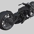 Black Muscular Motorcycle With Large Tires Metallic Exhaust Stylish Rims And Sleek Frame