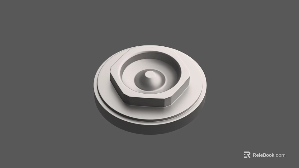 Mechanical Component With Circular Base Hexagonal Nut And Small Protrusion 3d model 