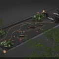 Garden Water Fountain With Lotus Leaves Koi Fish Lanterns And Green Plants