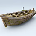 Old Wooden Boat With Moss Covered Surface And Wooden Planks On Weathered Deck
