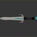 Medieval Sword With Metal Blade Silver Guard Black Hilt And Blue Gemstone Reflection On Smooth Surface