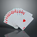 Household Playing Cards Featuring Hearts Numbers Letters From 2 To Ace Fanned Out