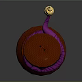 Cute Purple Snake Character Wearing Brown Hat With Coiled Body Yellow Belly And Smiling Face