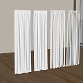 White Curtains Standing In Room With Wooden Floor Light Colored Walls And Window With Blinds