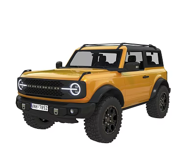 Yellow SUV with Black Roof Round Headlights Rugged Exterior Design and Off Road Tires 3d model