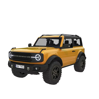 Yellow SUV with Black Roof Round Headlights Rugged Exterior Design and Off Road Tires 3d model