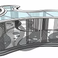 Modern Circular Pergola Design With Slender Columns And Curved Pathway