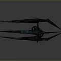 Futuristic Black Geometric Structure With Blue Glowing Core Spiked Protrusions And Green Light Base