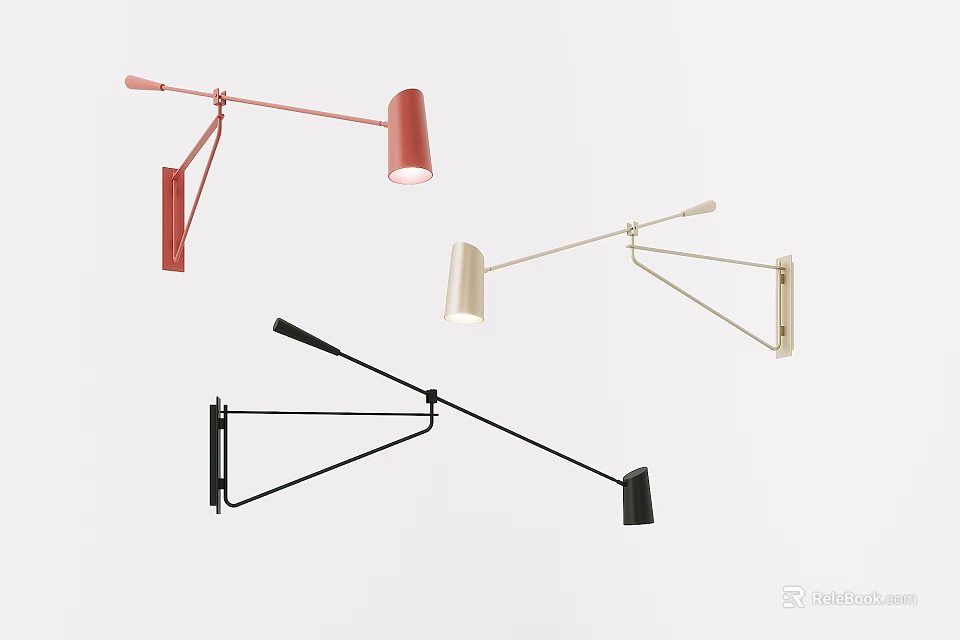 Modern Adjustable Wall Lamps in Red White and Black Stylish Designs 3d model 