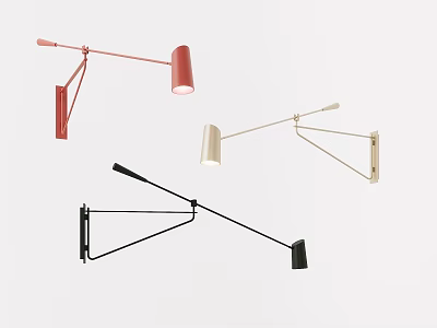 Modern Adjustable Wall Lamps in Red White and Black Stylish Designs 3d model