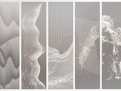 Modern Wall Panels with Various Abstract Line Textures and Geometric Pattern Designs 3d model