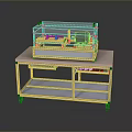 Transparent Cover Equipment On Metal Frame Cart With Shelf And Wheels