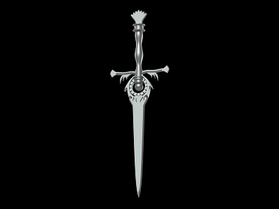 Ornate Decorative Sword With Crown Shaped Pommel Intricate Hilt Carvings And Shiny Metal Blade 3d model