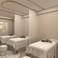 Luxurious SPA Area With Massage Beds Sheer Curtains And Sauna