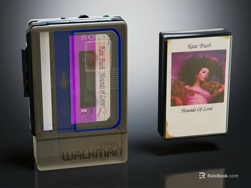 Vintage Walkman Portable Audio Player with Classic Cassette Tape Katie Music Sounds of Love Collection 3d model 
