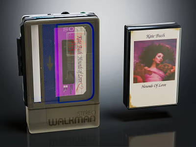 Vintage Walkman Portable Audio Player with Classic Cassette Tape Katie Music Sounds of Love Collection 3d model