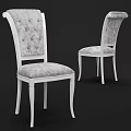 Elegant Dining Chairs With White Frame And Gray Tufted Upholstery Design 3d model