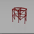 Red Architectural Building Frame Structure With Geometric Metal Support Beams Design 3d model
