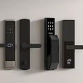 Modern Black Smart Door Handles With Digital Keypad Fingerprint And Display Designs