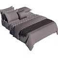 Elegant Modern Double Bed With Gray Quilted Bedding And Decorative Pillows 3d model