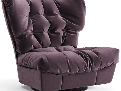 Purple Single Seater Sofa With Plush Velvet Fabric And Comfortable Backrest 3d model