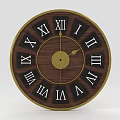 Vintage Round Clock with Wooden Frame and Roman Numerals Design