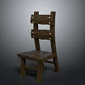 Rustic Wooden Chair With Natural Wood Grain And Sturdy Legs Design