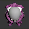 Detailed 3D Character Head Model Featuring Pink Long Hair And White Face Design