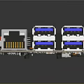 Red Computer Circuit Board With Black Heat Sink Components and USB Ports