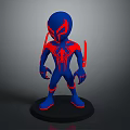Blue Red Spider Man Figure With Detailed Logo And Posable Arms On Black Base