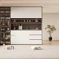 Cream Style Household Wine Cabinet Hanging Cabinet Wine Cabinet Glass Wine Cabinet 3d model