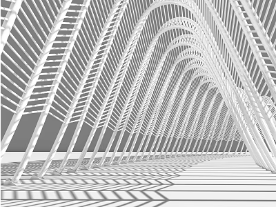 Modern Pergola Design With Arched Interlaced Lines And Geometric Shadow Patterns 3d model
