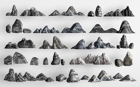 Modern landscape rubble pseudo rockery 3d model