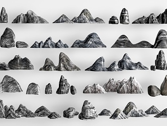 Modern landscape rubble pseudo rockery 3d model