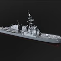 Modern Military Warship Model With Radar Antennas Naval Guns And Deck Equipment