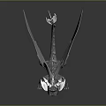 Game Movie Character Dragon With Gray Body White Horns White Wings And Sharp Claws