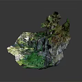 Detailed Realistic 3D Mountainous Terrain Model With Green Vegetation And Rocky Surface
